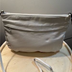 White leather crossbody clutch
